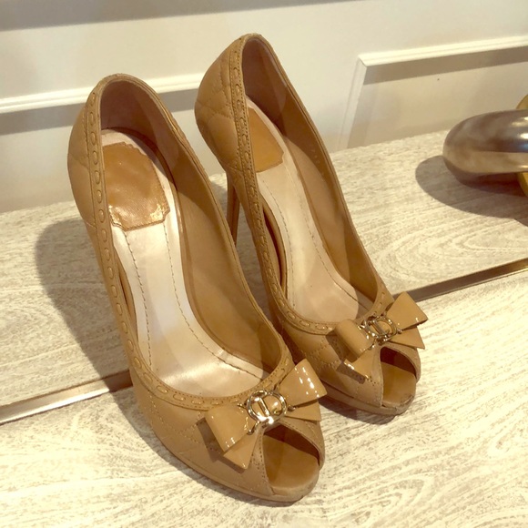 Dior Shoes - Dior Authentic Peep Toe Heels with Bow